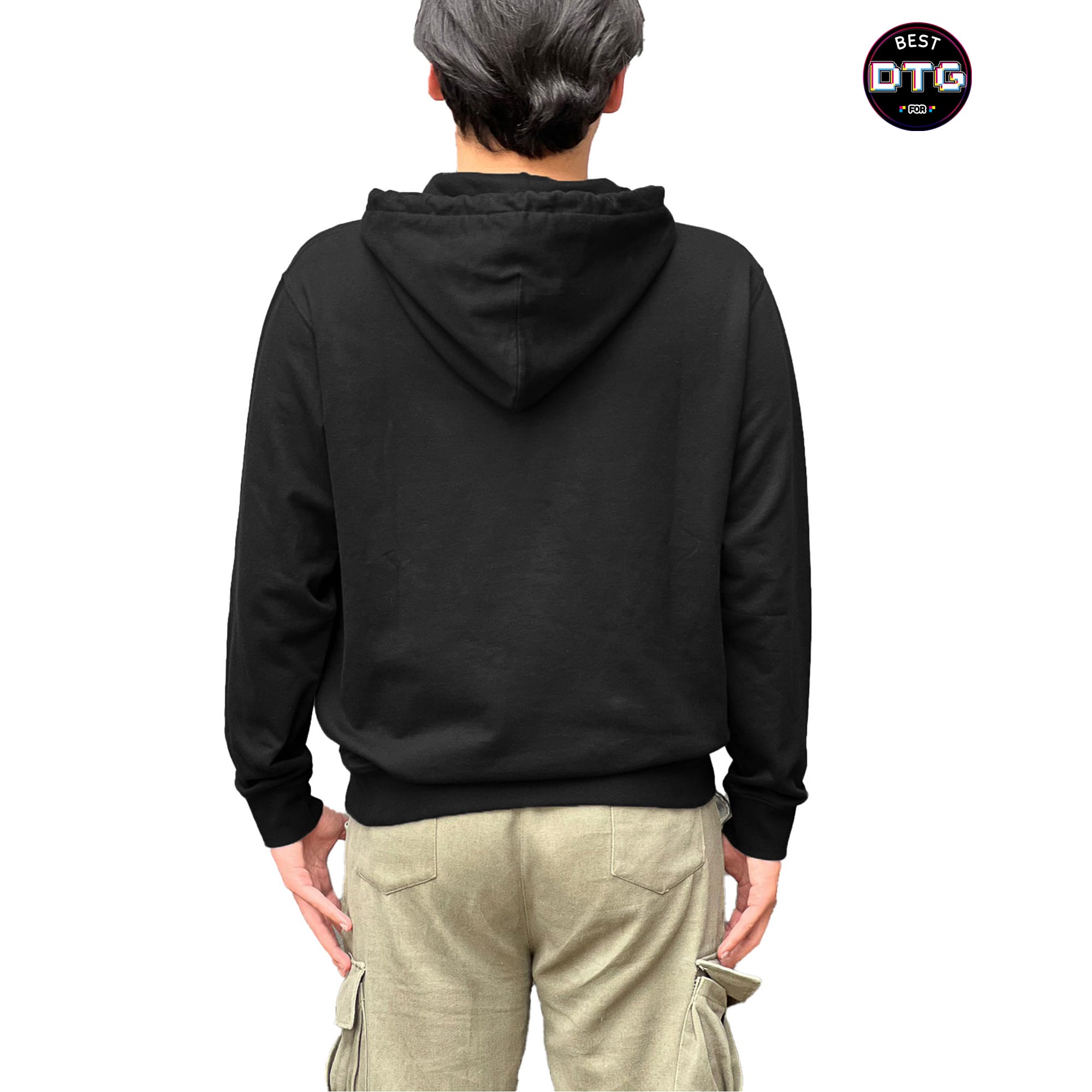 Hitam Sweater Hooded Logo Applique HUF Hoodie In Black For Men – TITUS